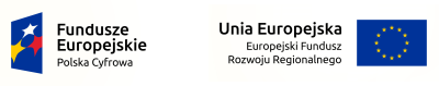 Znak Unii Europejskiej z Europejskim Funduszem Rozwoju Regionalnego oraz Programu Polska Cyfrowa
